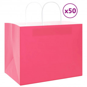 Paper Bags 50 pcs with Handles Pink 12.6x8.7x9.4"