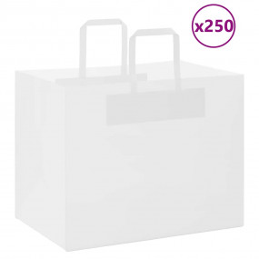 Paper Bags 250 pcs with Handles White 12.6x8.7x9.4"