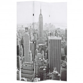 Folding Room Divider 47.2x66.9" New York by Day Black a...