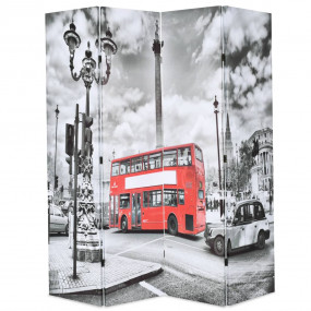 Folding Room Divider 63.0x66.9" London Bus Black and Wh...