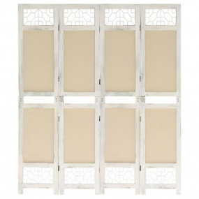 4-Panel Room Divider Cream 55.1x65.0" Fabric