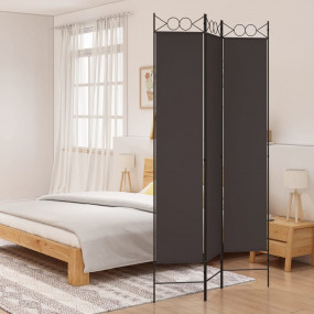 3-Panel Room Divider Brown 47.2"x86.6" Fabric