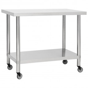 Kitchen Work Table with Wheels 39.4"x17.7"x33.5" Stainl...