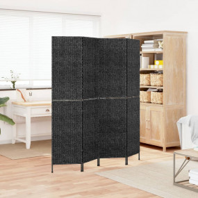 Room Divider 4-Panel Black 64.2x70.9" Water Hyacinth