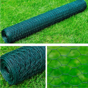 Mesh Fence Steel Hexagon 3.3'x82' Dark Green