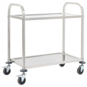2-Tier Kitchen Trolley 38"x21.7"x35.4" Stainless Steel