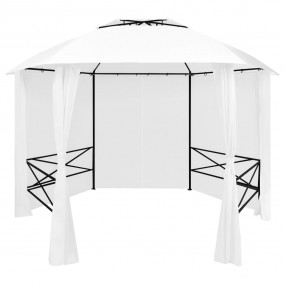 Garden Marquee with Curtains 141.7"x122.8"x104.3" White...