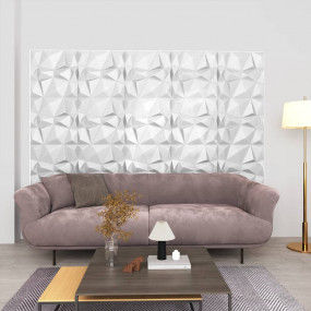 3D Wall Panels 24 pcs 19.7"x19.7" Diamond White 64.6 ft