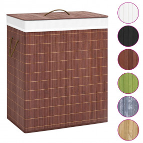 Bamboo Laundry Basket with 2 Sections Brown 26.4 gal