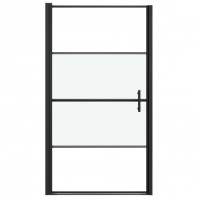 Shower Door 39.4"x70.1" Half Frosted Tempered Glass Bla...