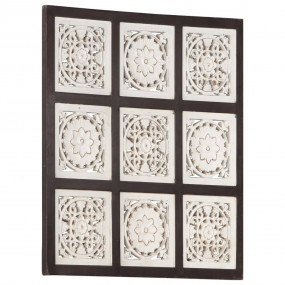 Hand-Carved Wall Panel MDF 23.6"x23.6"x0.6" Brown and W...