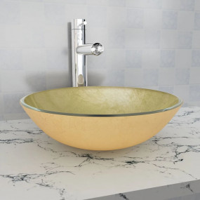 Basin Tempered Glass 16.5" Gold