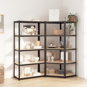 5-Layer Heavy-duty Shelves 2 pcs Gray Steel&Engineered ...