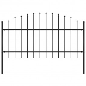Garden Fence with Spear Top Steel 5.6' Black