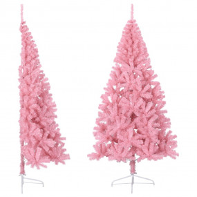 Artificial Half Christmas Tree with Stand Pink 8 ft PVC
