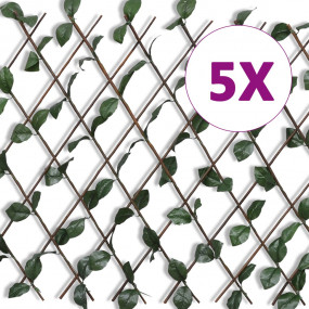 Willow Trellis Fence 5 pcs with Artificial Leaves 70.8"...