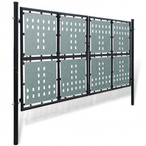 Black Single Door Fence Gate 118.1" x 78.7"