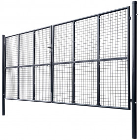 Mesh Garden Gate Galvanized Steel 157.5"x78.7" Gray