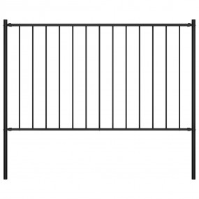 Fence Panel with Posts Powder-coated Steel 5.6'x2.5' Bl...