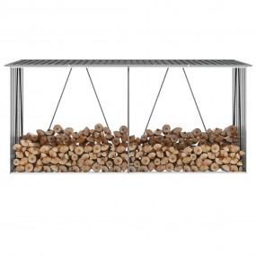 Garden Log Storage Shed Galvanized Steel 129.9"x33.1"x5...