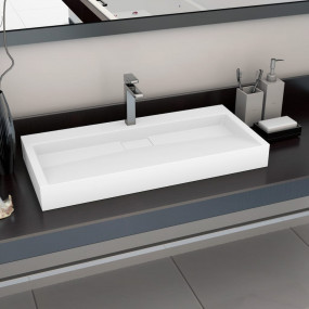 Wash Basin 39.4"x18.1"x4.3" Mineral Cast/Marble Cast Wh...