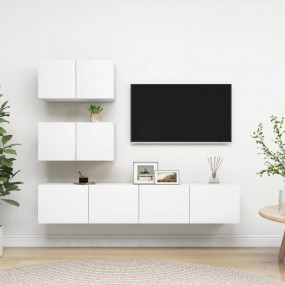 4 Piece TV Stand Set White Engineered Wood