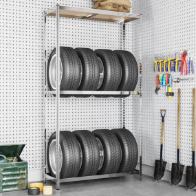 2-Layer Tire Rack Silver 43.3"x15.7"x70.9" Steel