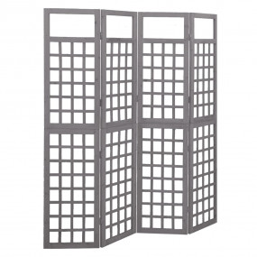 4-Panel Room Divider/Trellis Solid Fir Wood Gray 63.4"x...