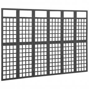 6-Panel Room Divider/Trellis Solid Fir Wood Black 95.5"...