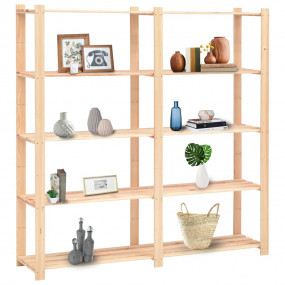 5-Tier Storage Racks 3 pcs 66.9"x15"x66.9" Solid Pinewo...
