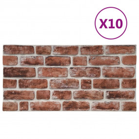 3D Wall Panels with Dark Brown Brick Design 10 pcs EPS