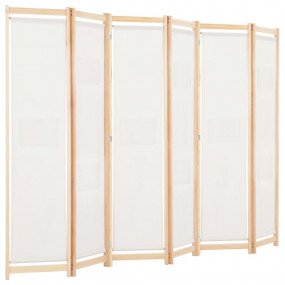 6-Panel Room Divider Cream 94.5"x66.9"x1.6" Fabric