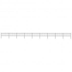 Garden Fence with Spear Top Steel 602.4"x31.5" Black
