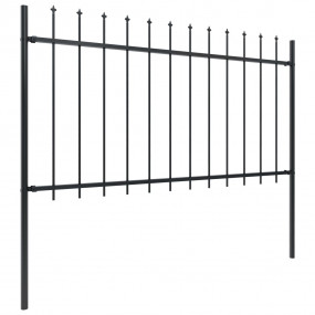 Garden Fence with Spear Top Steel 602.4"x39.4" Black