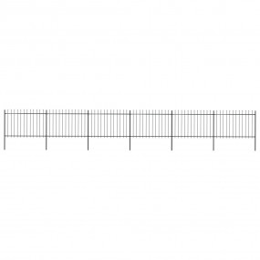 Garden Fence with Spear Top Steel 401.6"x47.2" Black