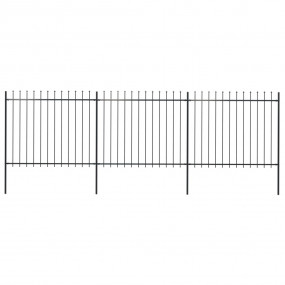 Garden Fence with Spear Top Steel 200.8"x59.1" Black