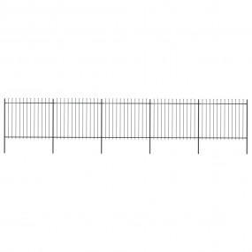Garden Fence with Spear Top Steel 334.6"x59.1" Black