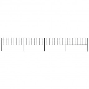 Garden Fence with Spear Top Steel 267.7"x23.6" Black