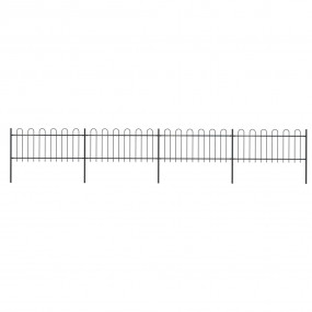 Garden Fence with Hoop Top Steel 22.3' Black