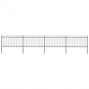 Garden Fence with Hoop Top Steel 22.3' Black