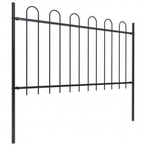 Garden Fence with Hoop Top Steel 55.8ft Black