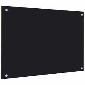 Kitchen Backsplash Black 27.6"x19.7" Tempered Glass
