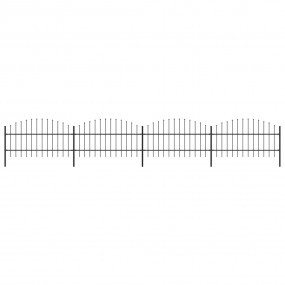 Garden Fence with Spear Top Steel 22.3' Black