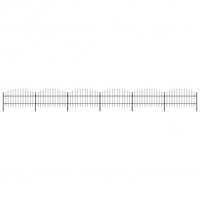 Garden Fence with Spear Top Steel 33.5' Black