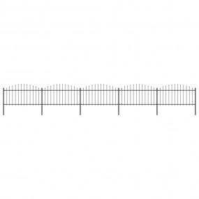 Garden Fence with Spear Top Steel 27.9' Black