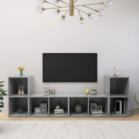 TV Stands 4 pcs Concrete Gray 28.3"x13.8"x14.4" Enginee...