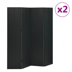 4-Panel Room Dividers 2 pcs Black 63"x70.9" Steel