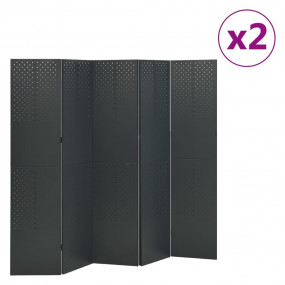 5-Panel Room Dividers 2 pcs Anthracite 78.7"x70.9" Stee...