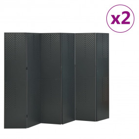 6-Panel Room Dividers 2 pcs Anthracite 94.5"x70.9" Stee...