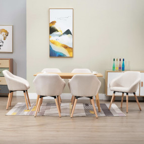 Dining Chairs 6 pcs Cream Fabric